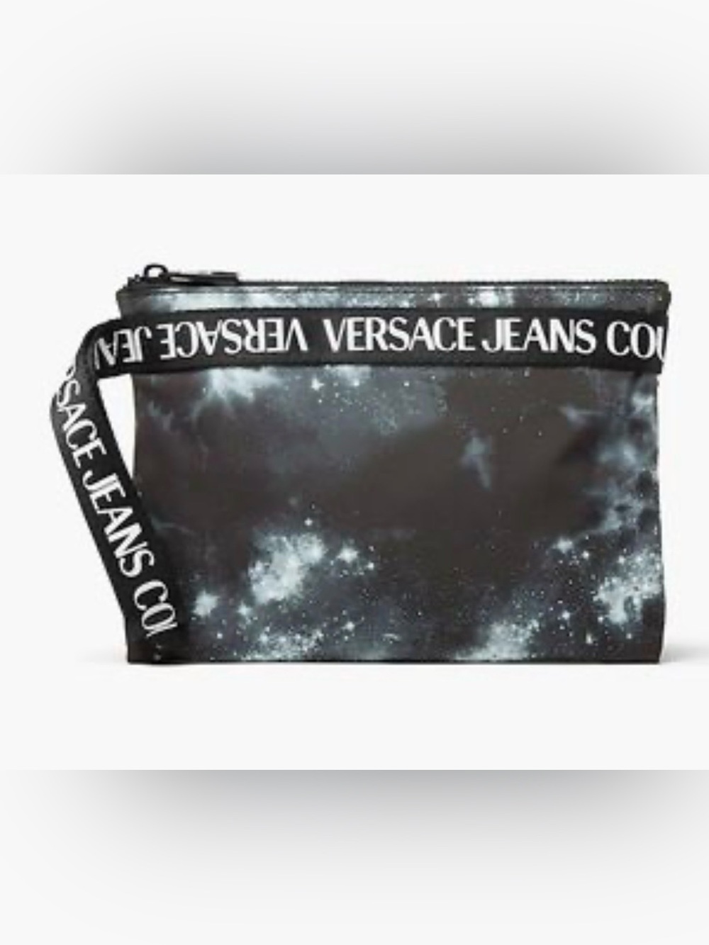 Versace Jeans Collection Black Galaxy Print Wrist Pouch with Logo Strap